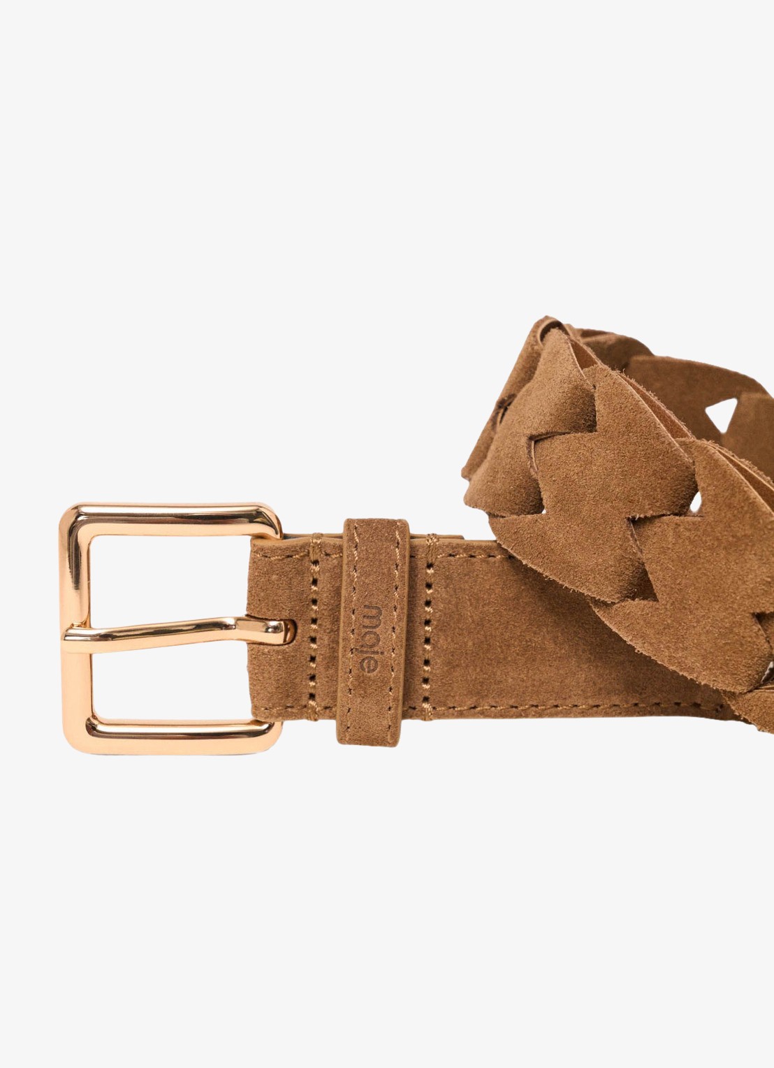 Maje Gevlochten riem van suède - detail 3 camel