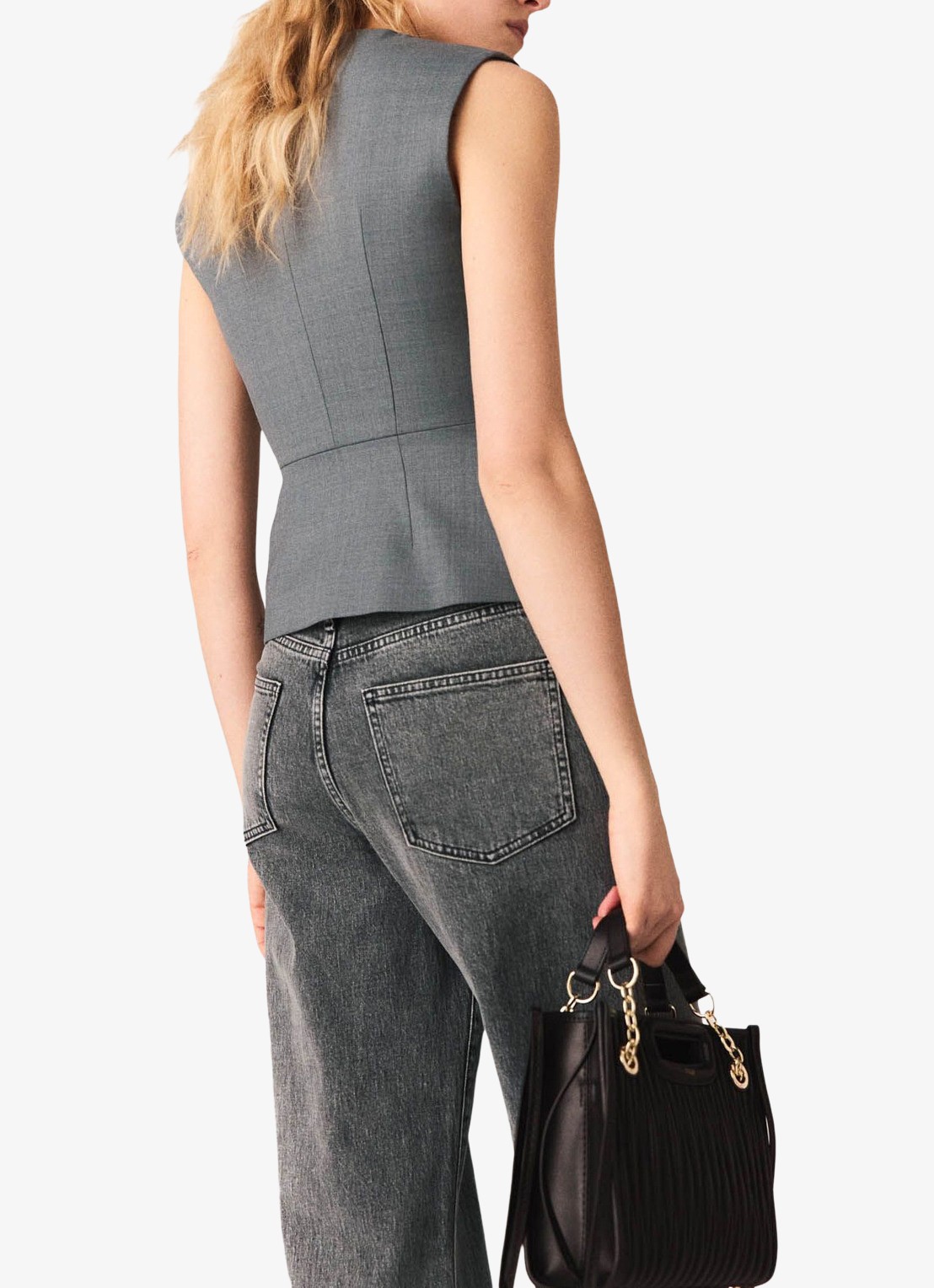 Maje Gilet in wolblend met V-hals - detail 3 grijs