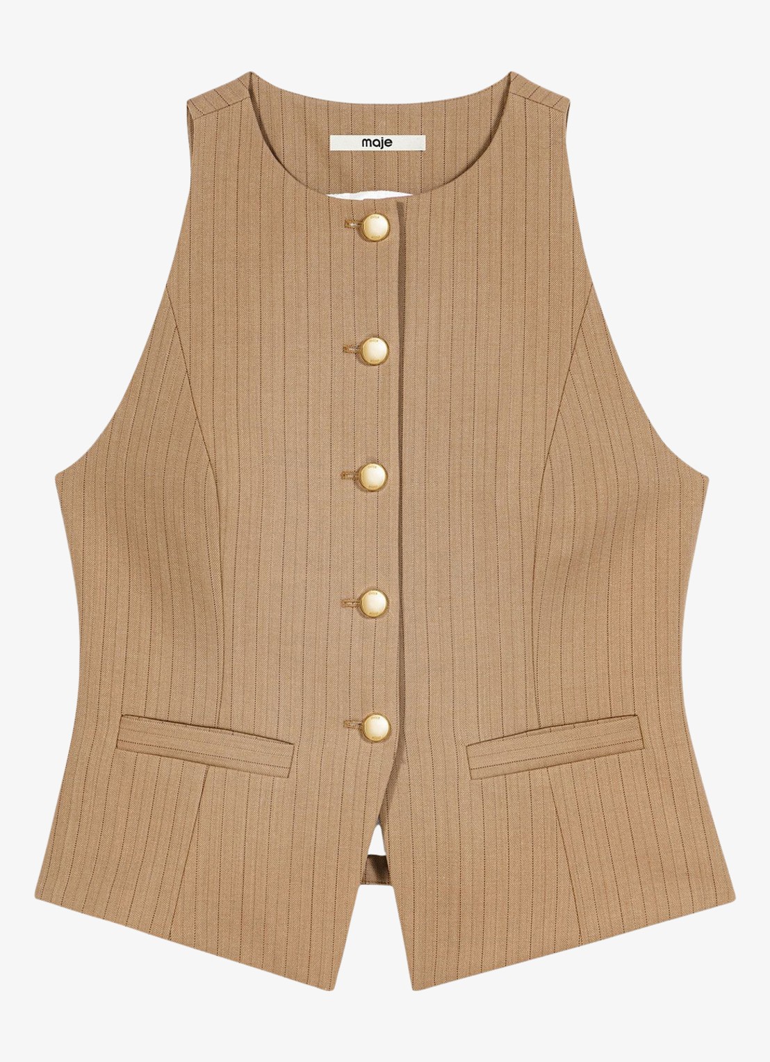 Maje Gilet in wolblend - voorkant 2 beige