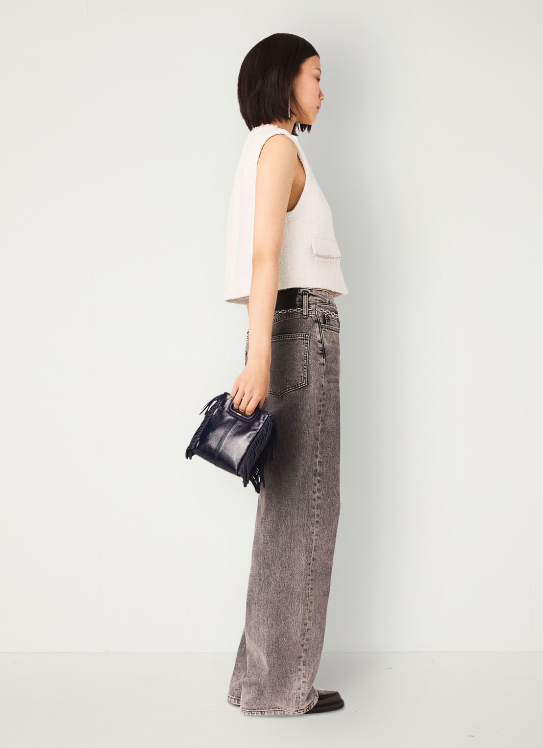 Maje Gilet met tweed-look  - detail beige