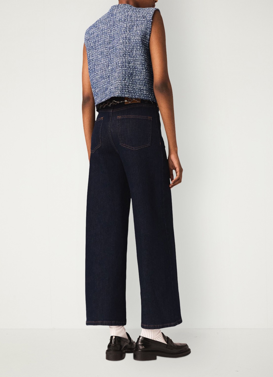 Maje Gilet van tweed  - achterkant donkerblauw