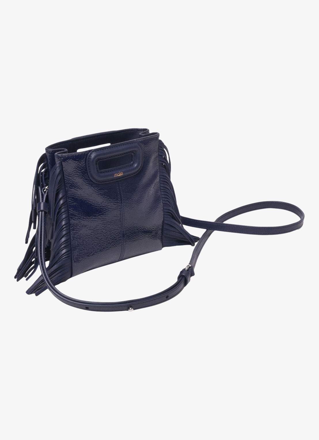 Maje Handtas van leer - detail 2 donkerblauw