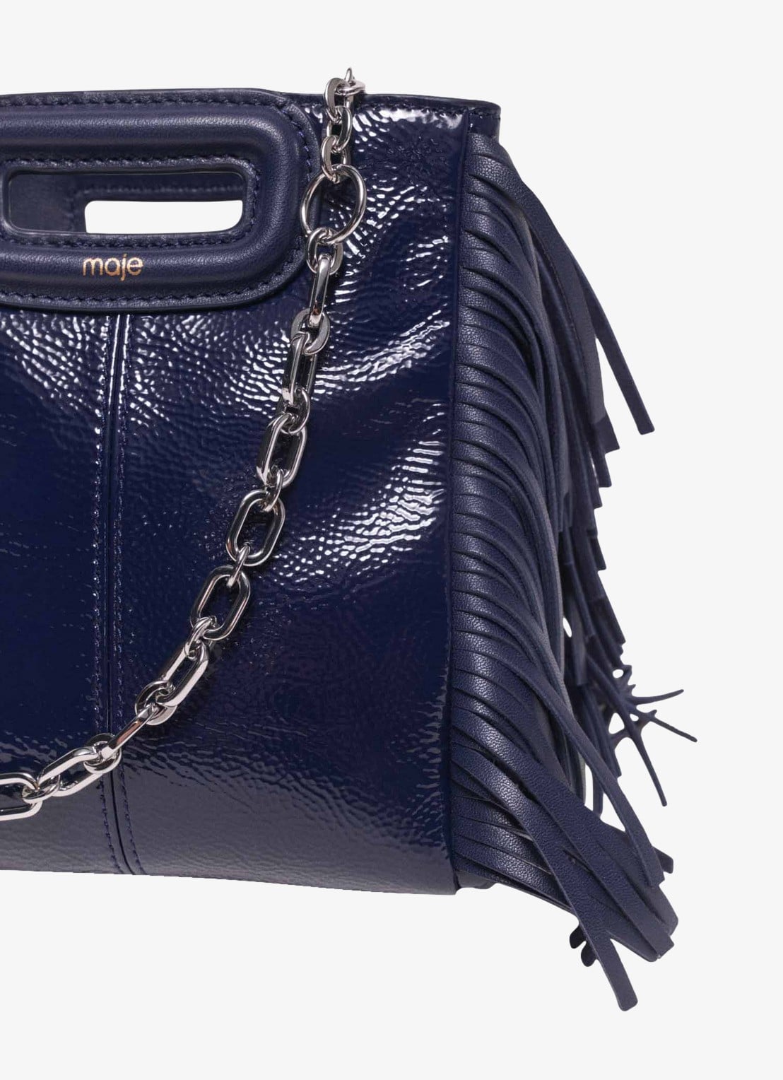 Maje Handtas van leer - detail 3 donkerblauw