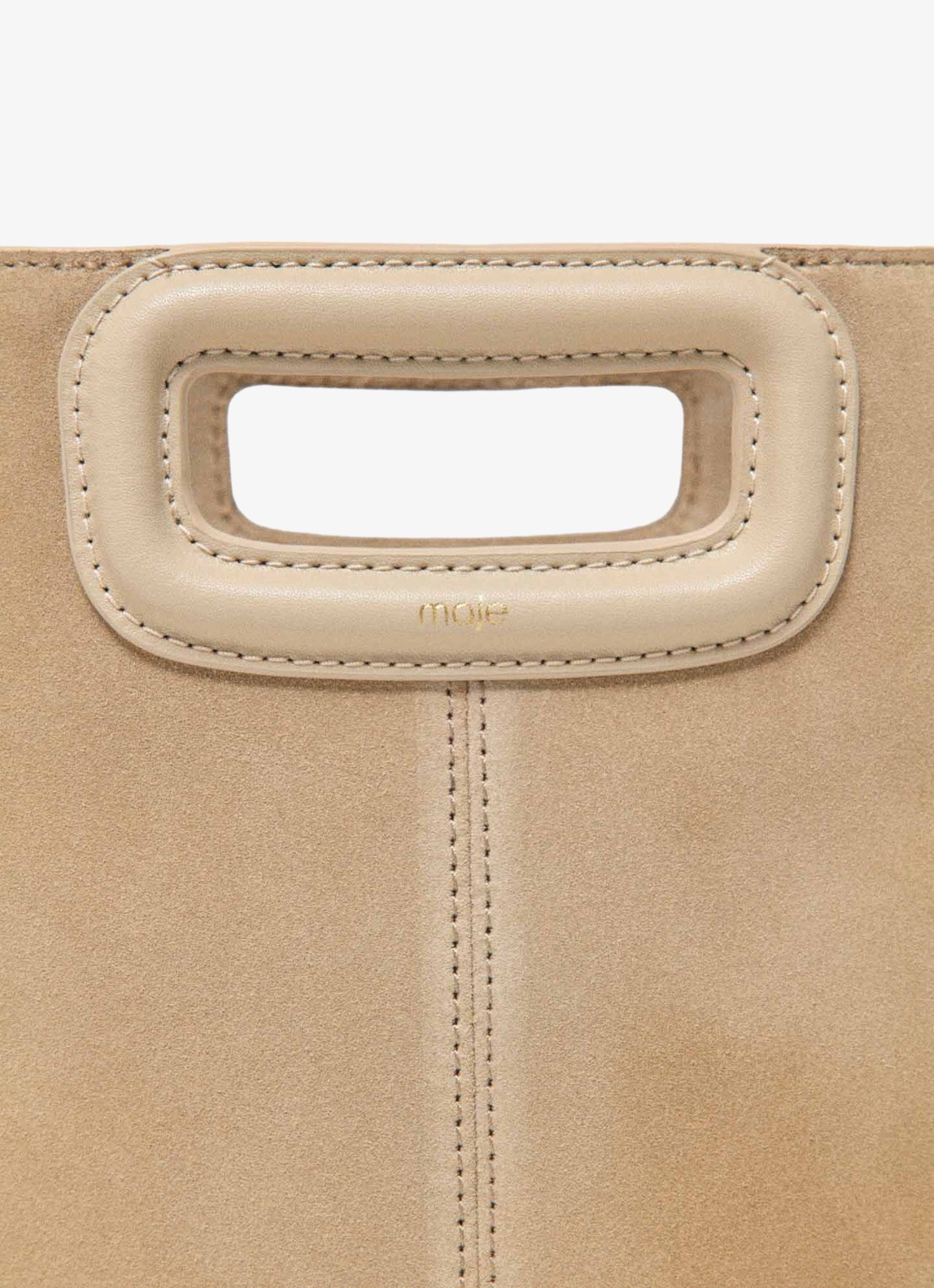 Maje Handtas van suède met afneembare schouderriem - detail 2 beige