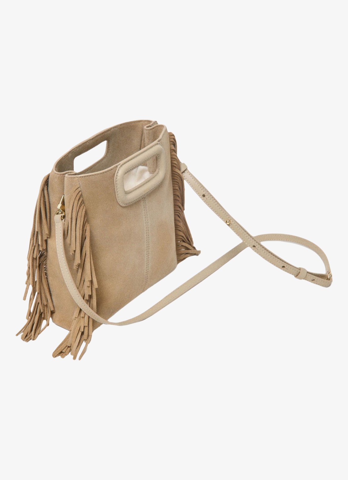 Maje Handtas van suède met afneembare schouderriem - detail 4 beige