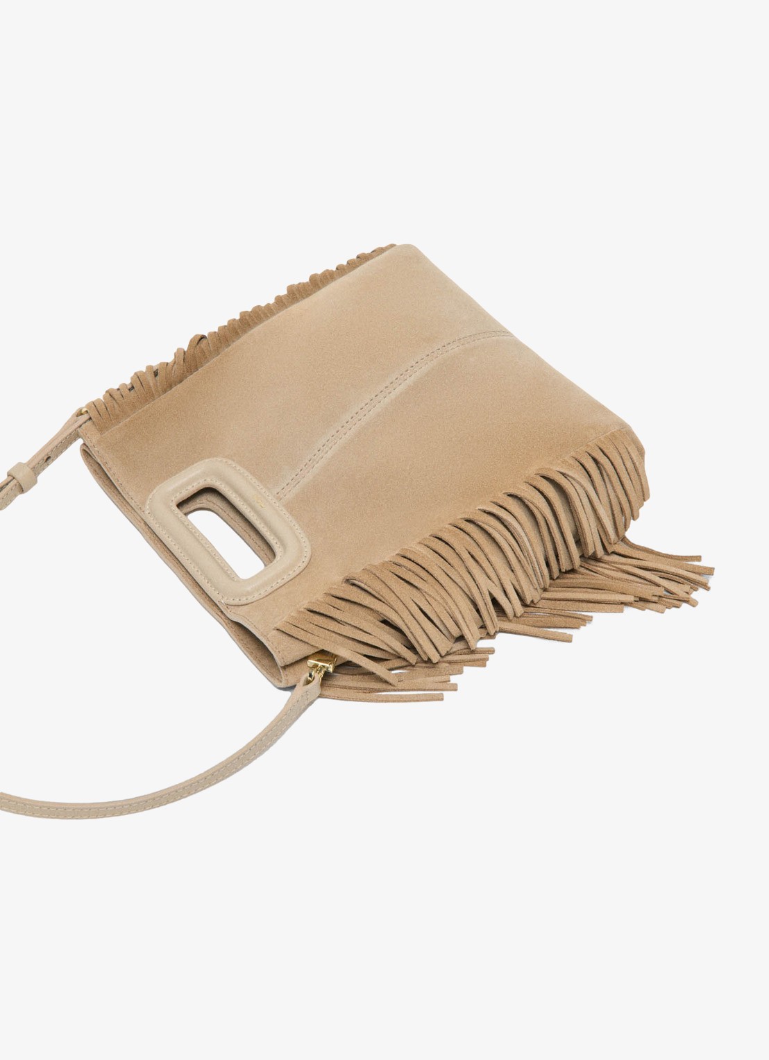 Maje Handtas van suède met afneembare schouderriem - detail 5 beige