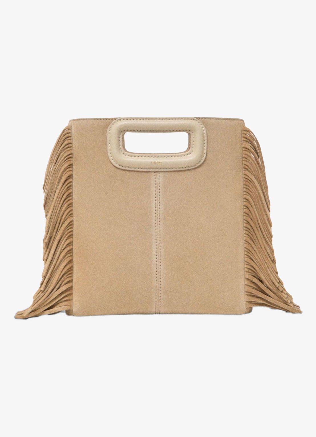 Maje Handtas van suède met afneembare schouderriem - voorkant beige
