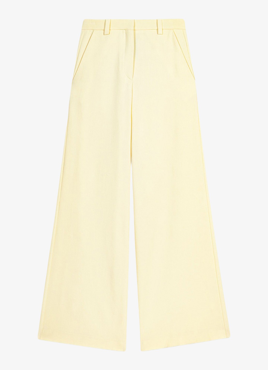 Maje High waist flared fit pantalon met steekzakken - voorkant 5 lichtgeel