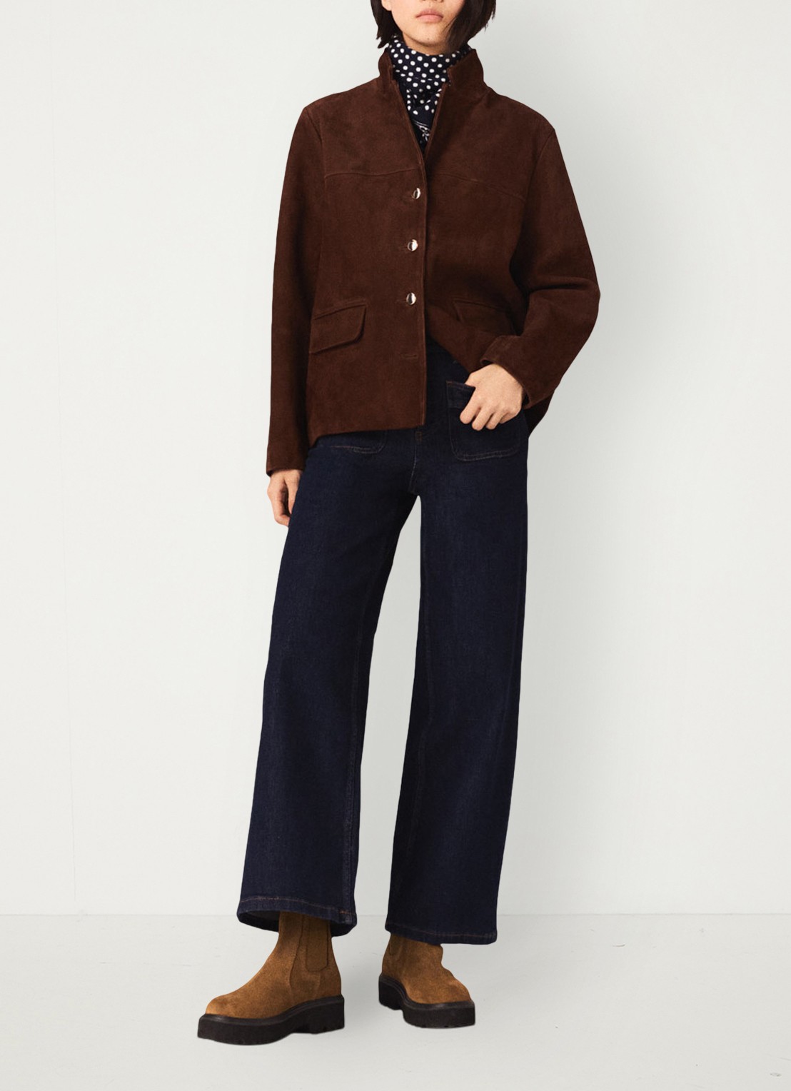 Maje High waist flared jeans met opgestikte zakken - voorkant 2 donkerblauw