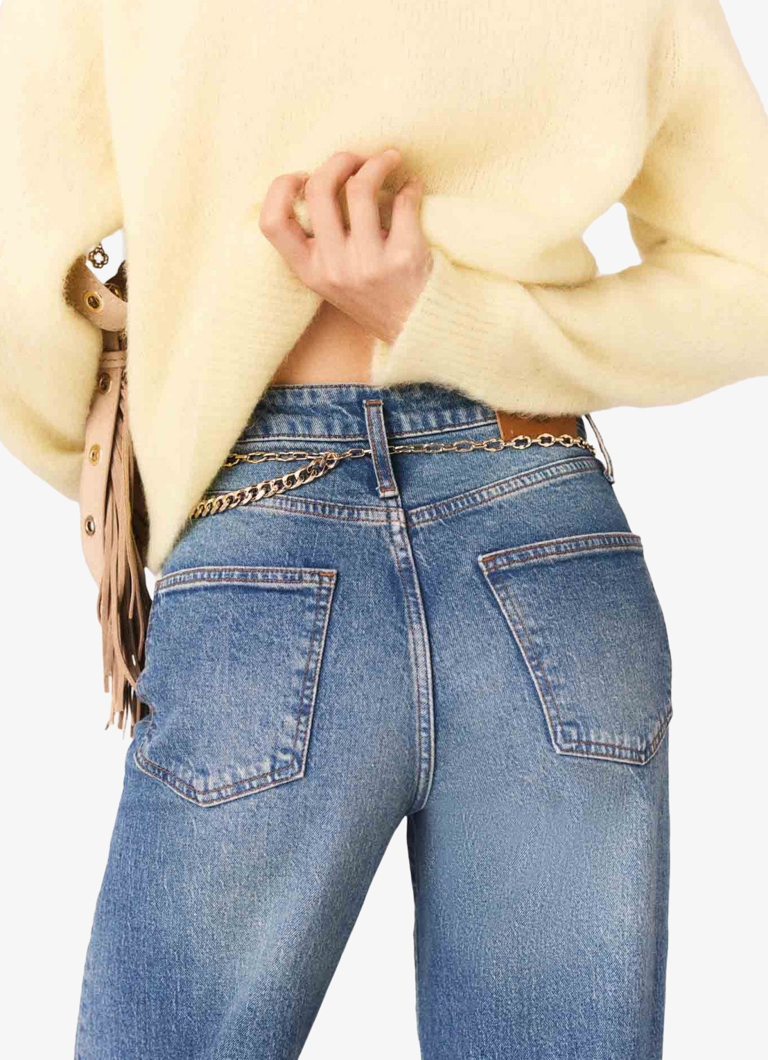 Maje High waist loose fit jeans met steekzakken - detail 4 indigo