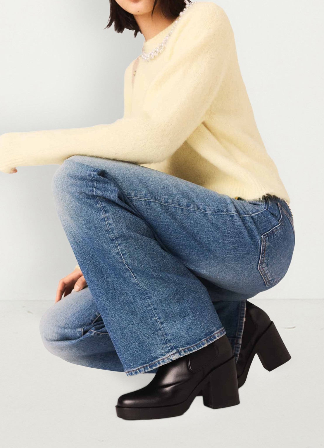 Maje High waist loose fit jeans met steekzakken - detail 6 indigo
