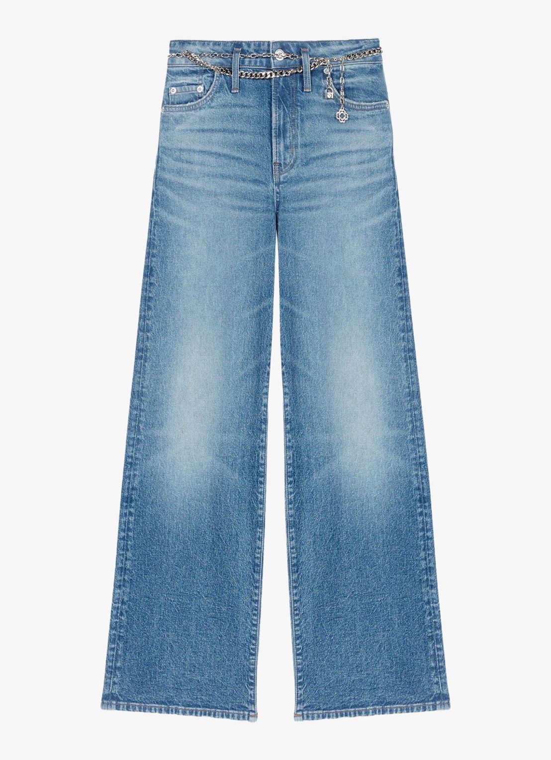 Maje High waist loose fit jeans met steekzakken - voorkant indigo