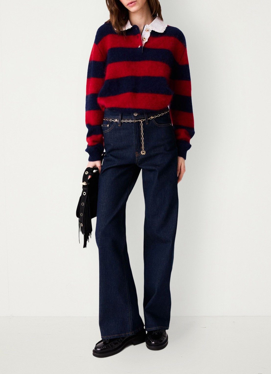 Maje High waist loose fit jeans met steekzakken - detail 2 donkerblauw