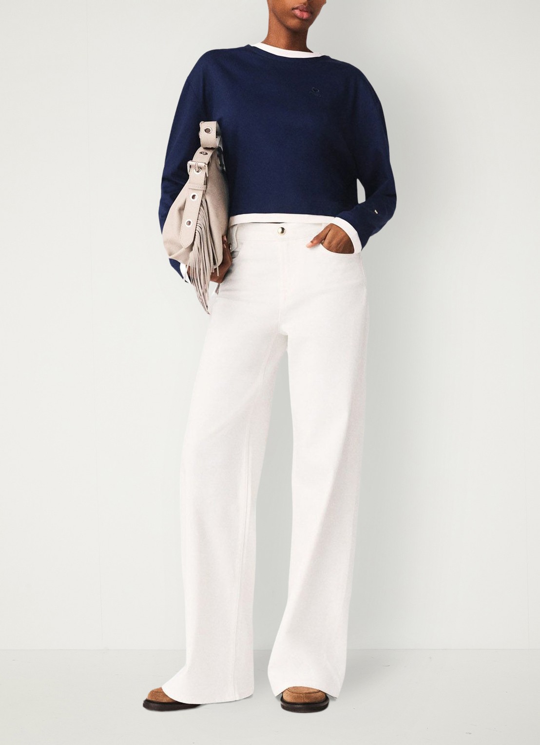 Maje High waist straight fit jeans met gekleurde wassing - voorkant 5 wit