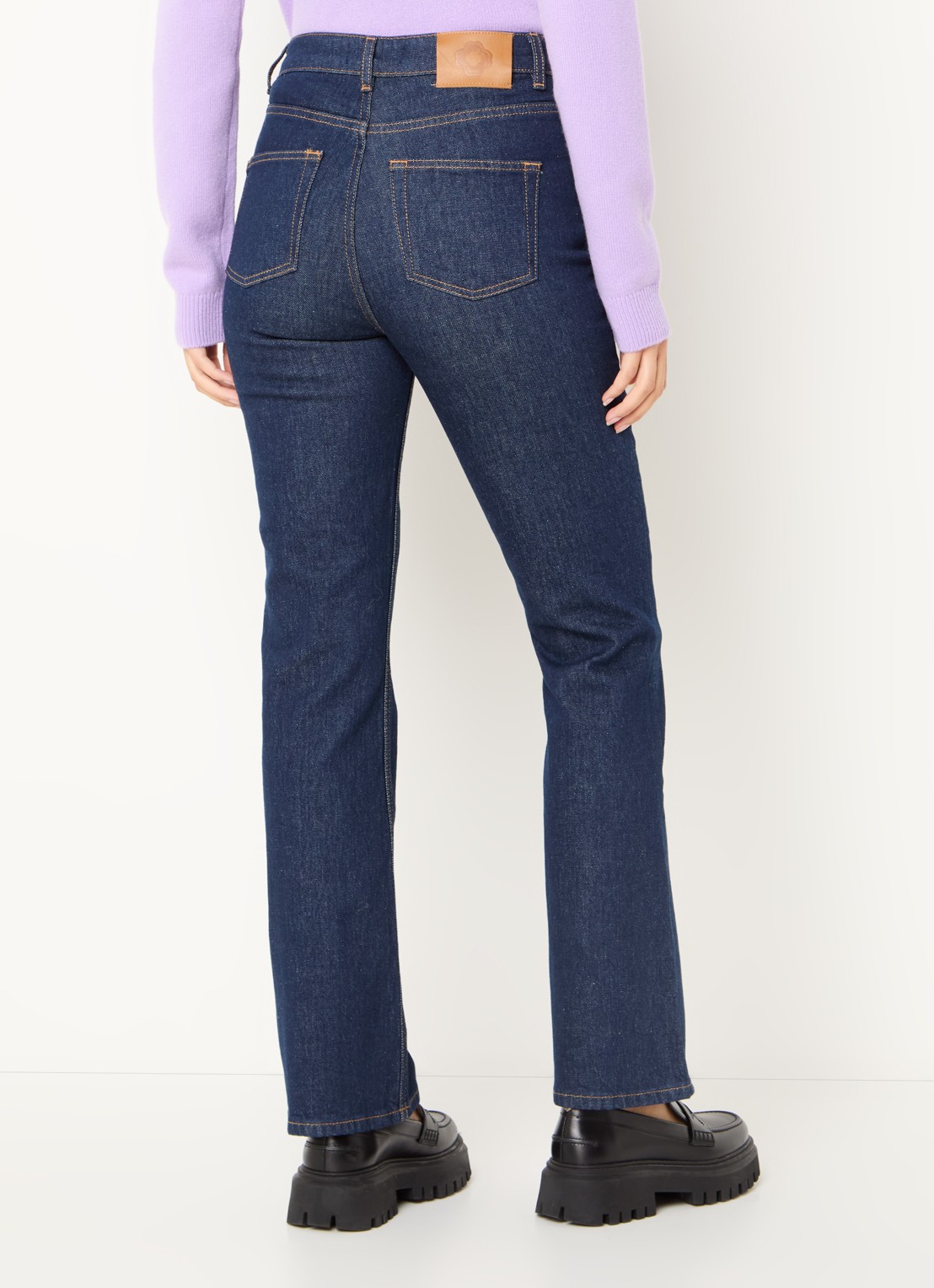 Maje High waist straight leg jeans met donkere wassing - achterkant indigo