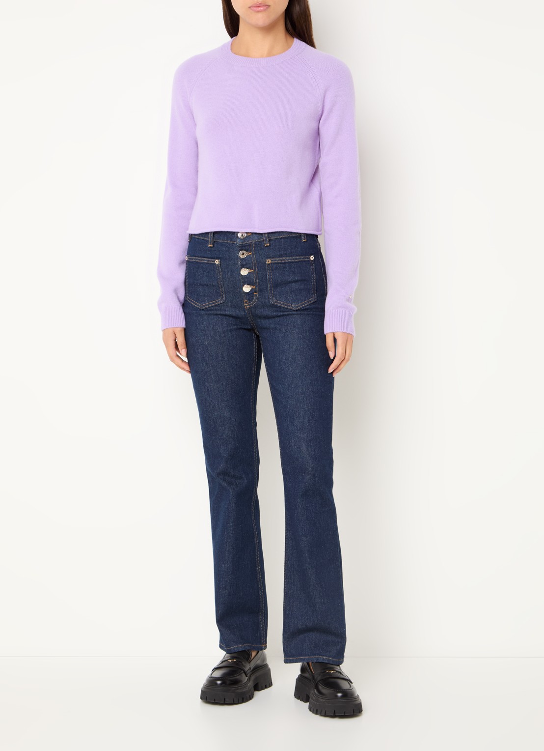 Maje High waist straight leg jeans met donkere wassing - voorkant 4 indigo