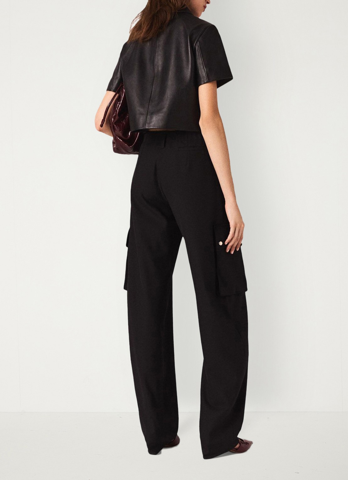 Maje High waist tapered fit cargobroek met steekzakken - achterkant 3 jeans