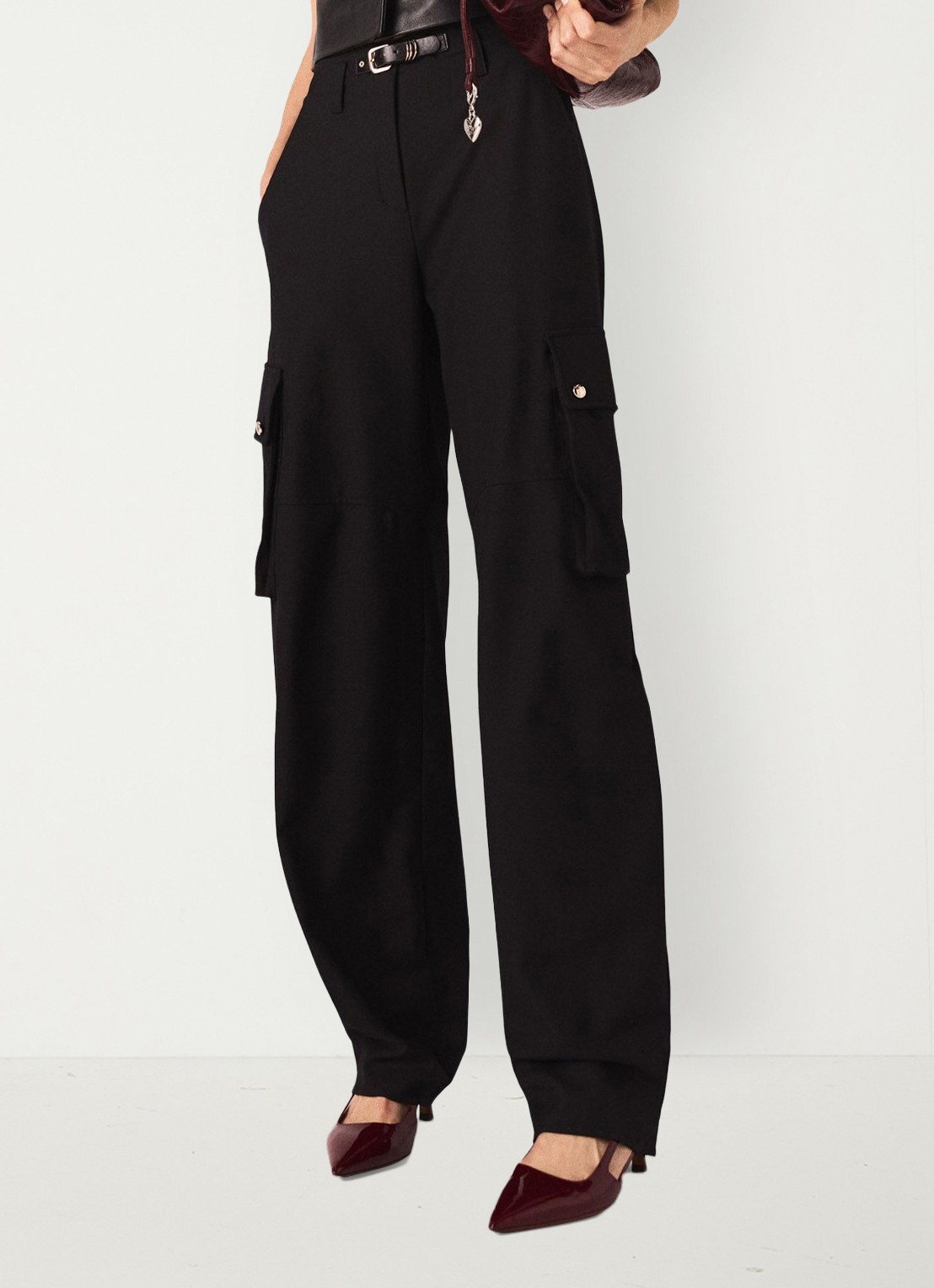Maje High waist tapered fit cargobroek met steekzakken - detail 4 jeans