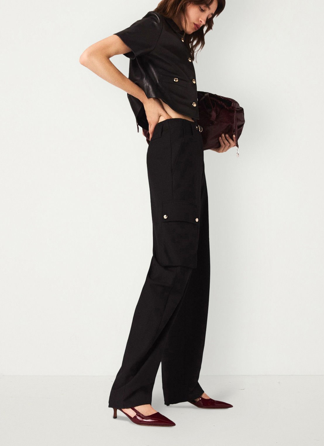 Maje High waist tapered fit cargobroek met steekzakken - detail 6 jeans