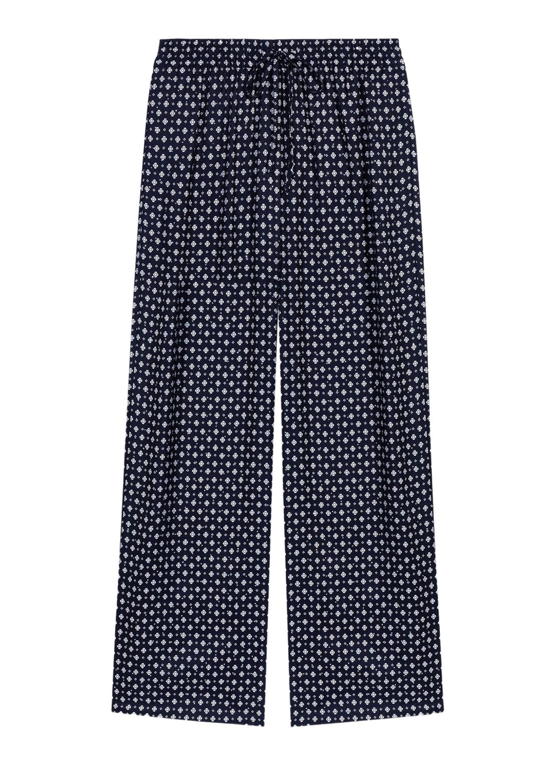 Maje High waist wide fit broek met print - voorkant donkerblauw