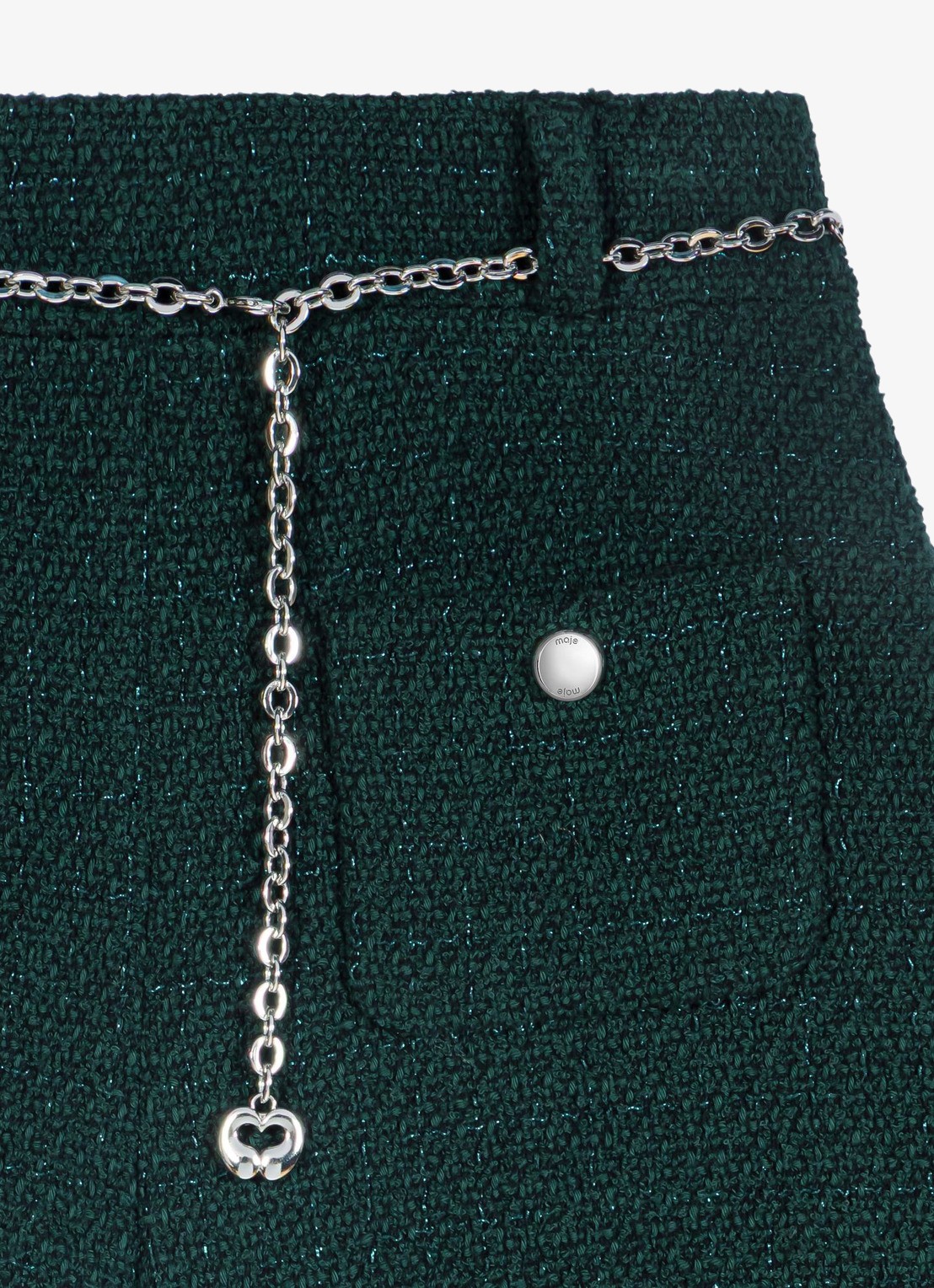 Maje High waist wide fit korte broek met tweed-look - detail 4 groen