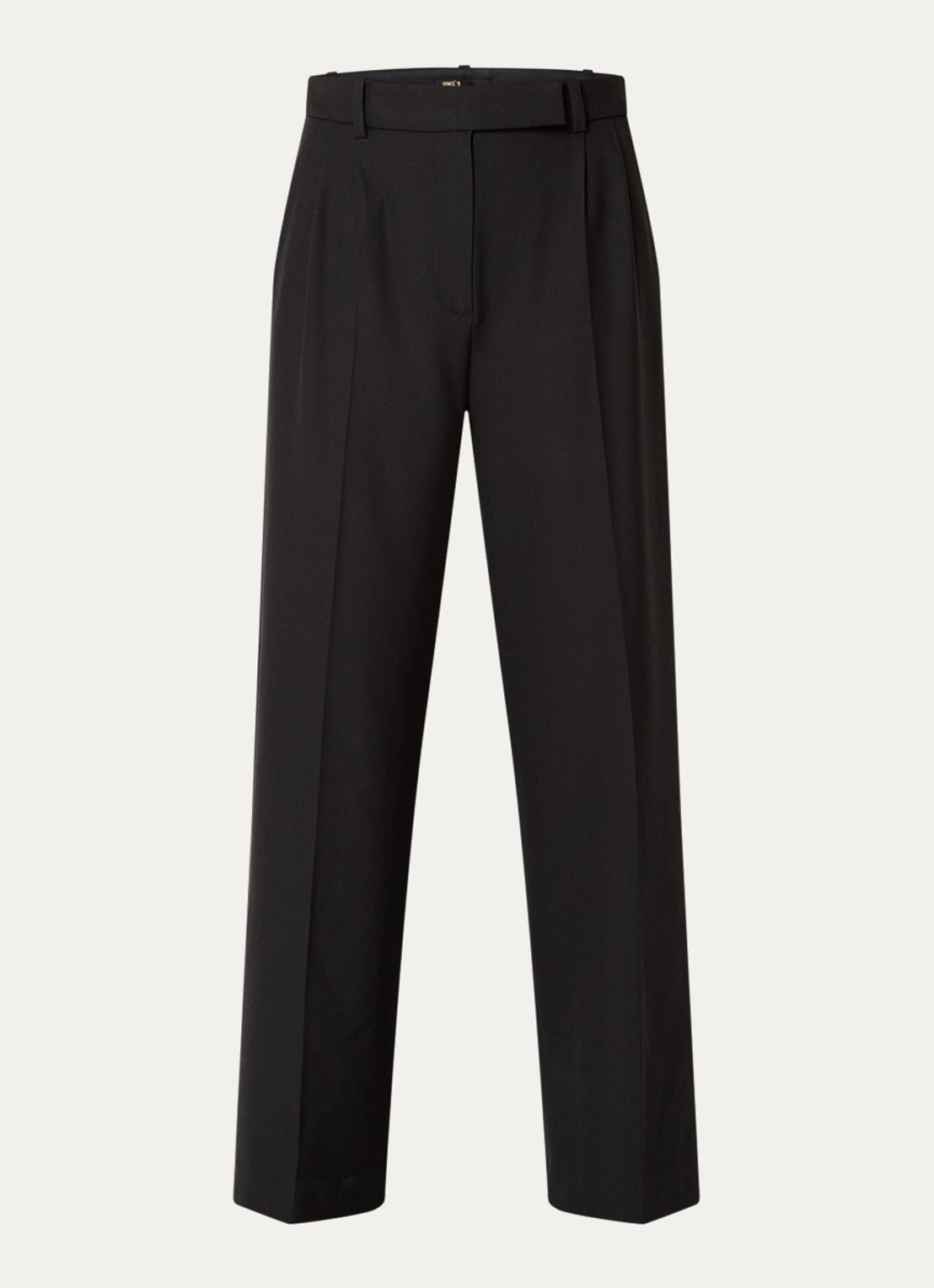 Maje High waist wide fit pantalon in wolblend met steekzakken - voorkant zwart