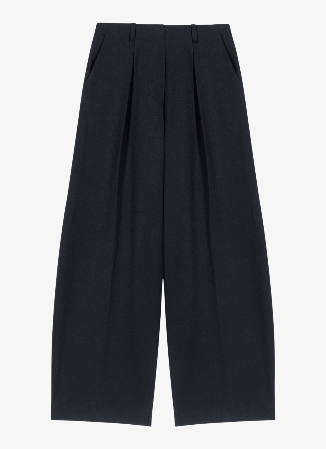 Maje High waist wide fit pantalon in wolblend met steekzakken - voorkant zwart