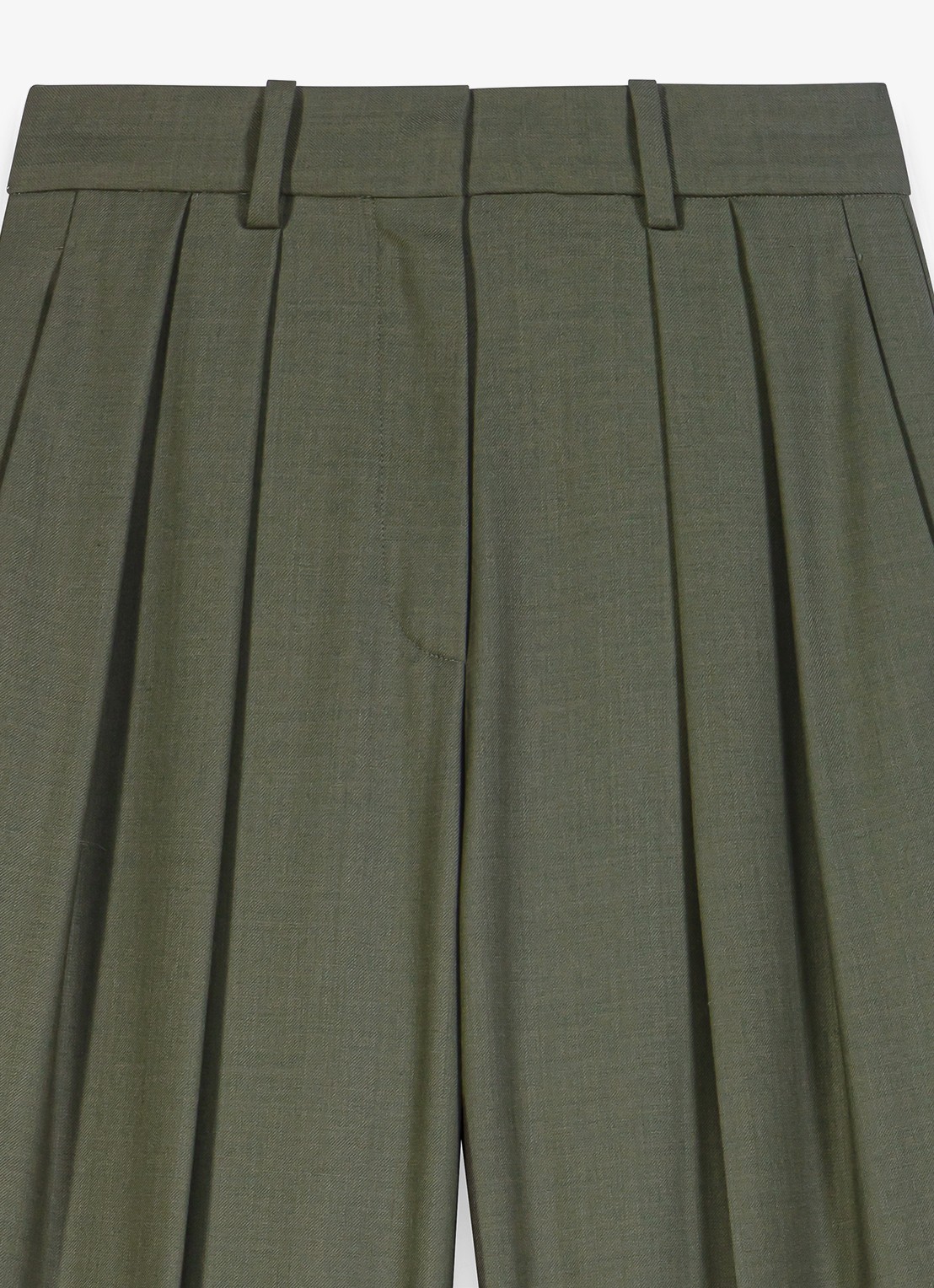 Maje High waist wide fit pantalon in wolblend - detail 8 legergroen