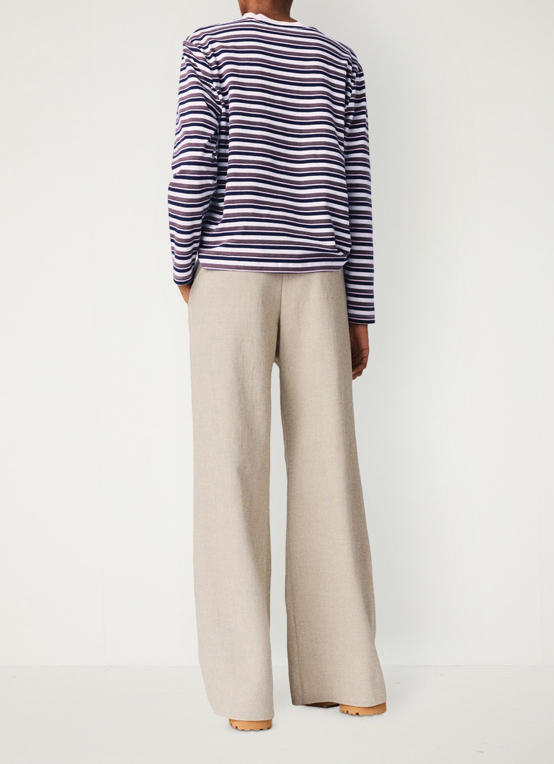 Maje High waist wide fit pantalon met steekzakken - achterkant 6 beige
