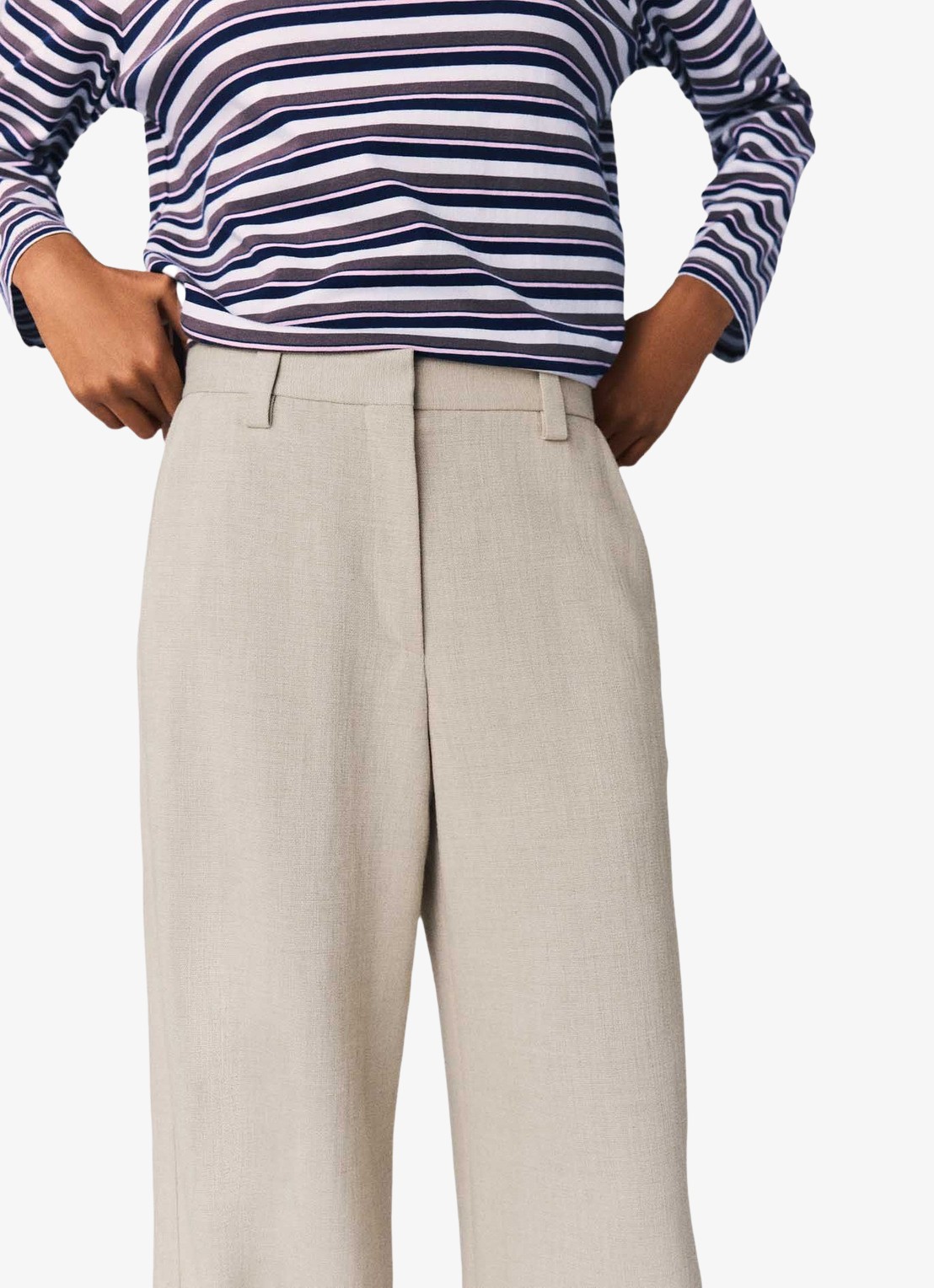Maje High waist wide fit pantalon met steekzakken - detail 5 beige