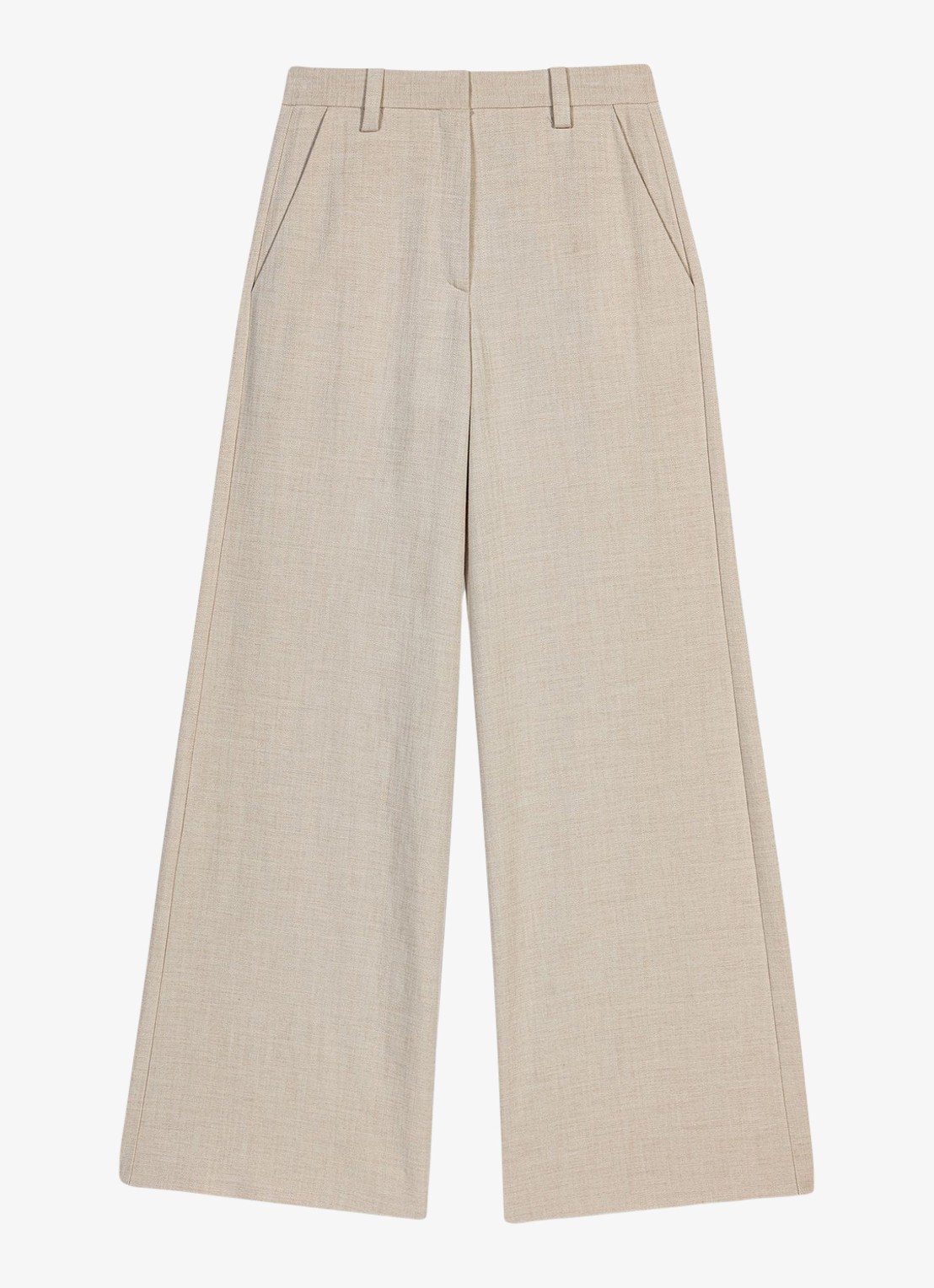 Maje High waist wide fit pantalon met steekzakken - voorkant beige