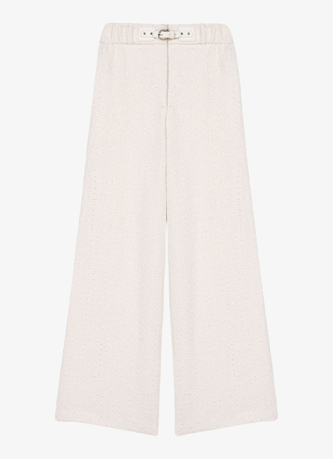 Maje High waist wide fit pantalon met tweed-look - voorkant 2 beige