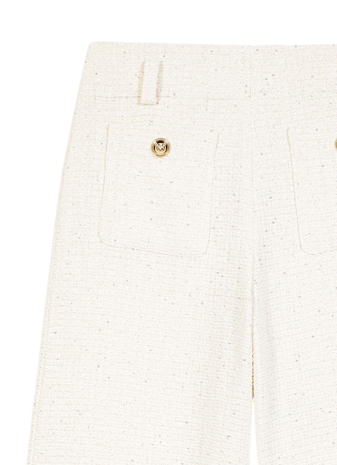 Maje High waist wide fit pantalon van bouclé met opgestikte zakken - detail 8 beige