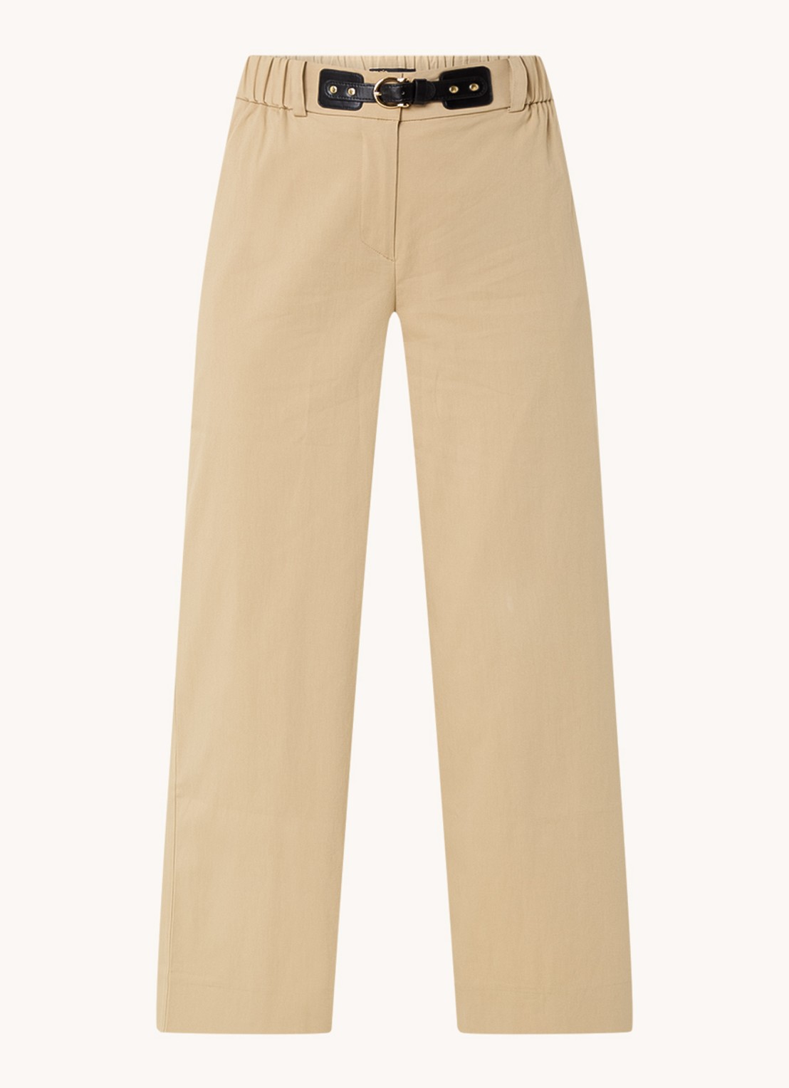 Maje High waist wide fit pantalon - voorkant 2 beige