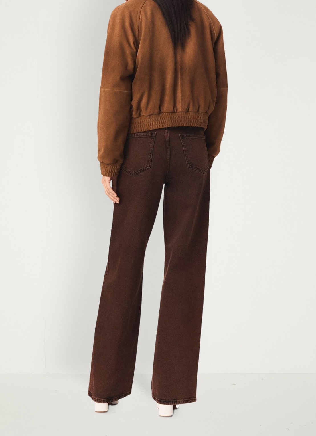 Maje High waist wide leg jeans met steekzakken - achterkant 7 bruin