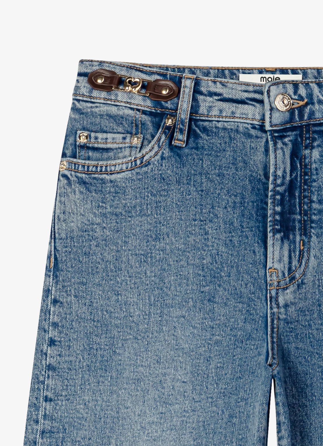Maje High waist wide leg jeans met steekzakken - detail donkerblauw