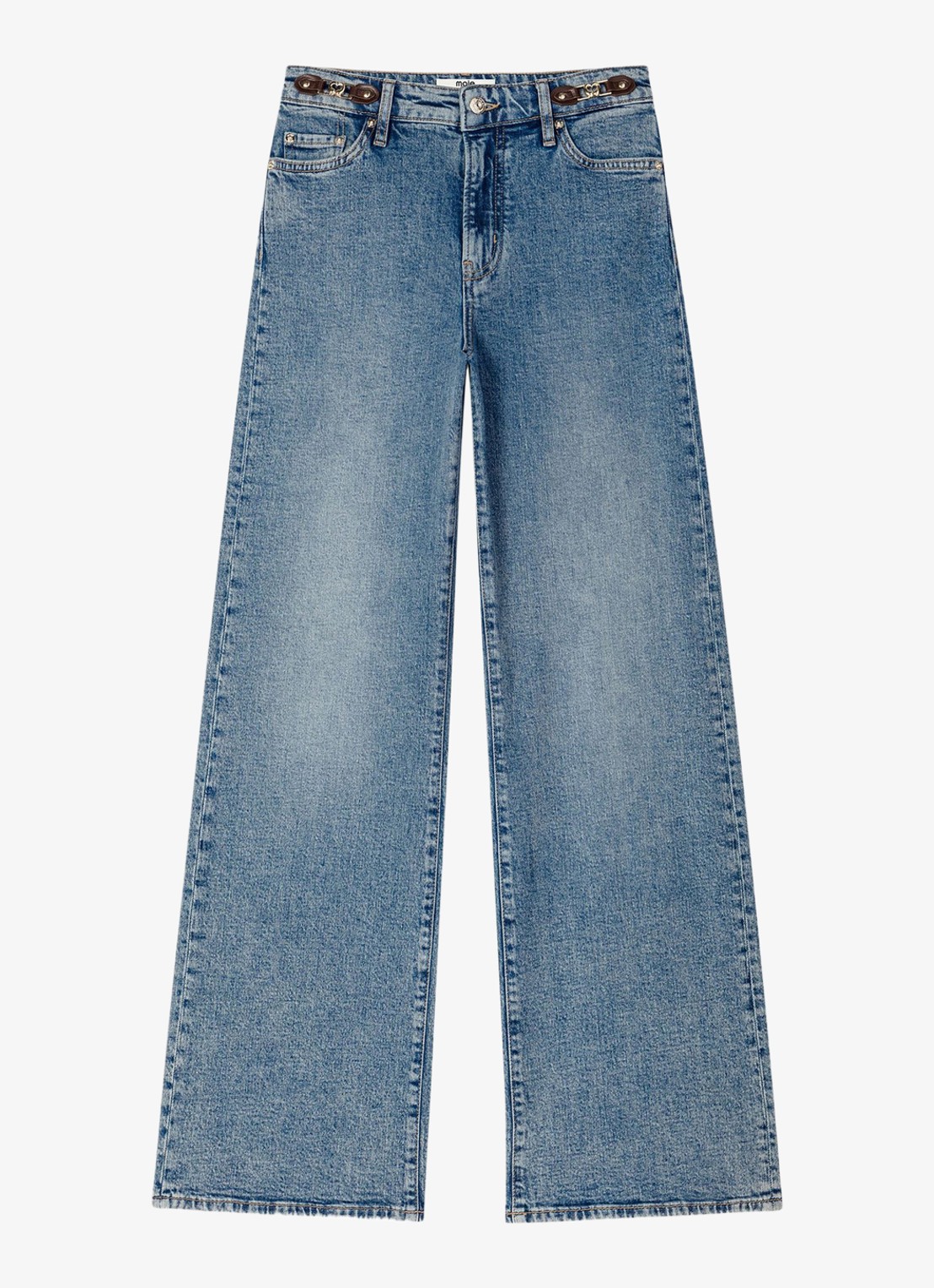 Maje High waist wide leg jeans met steekzakken - voorkant 2 donkerblauw