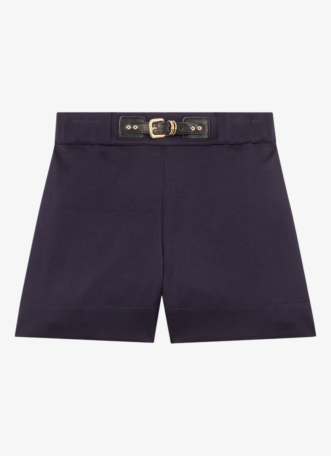 Maje High waist wide leg korte broek - voorkant 2 donkerblauw