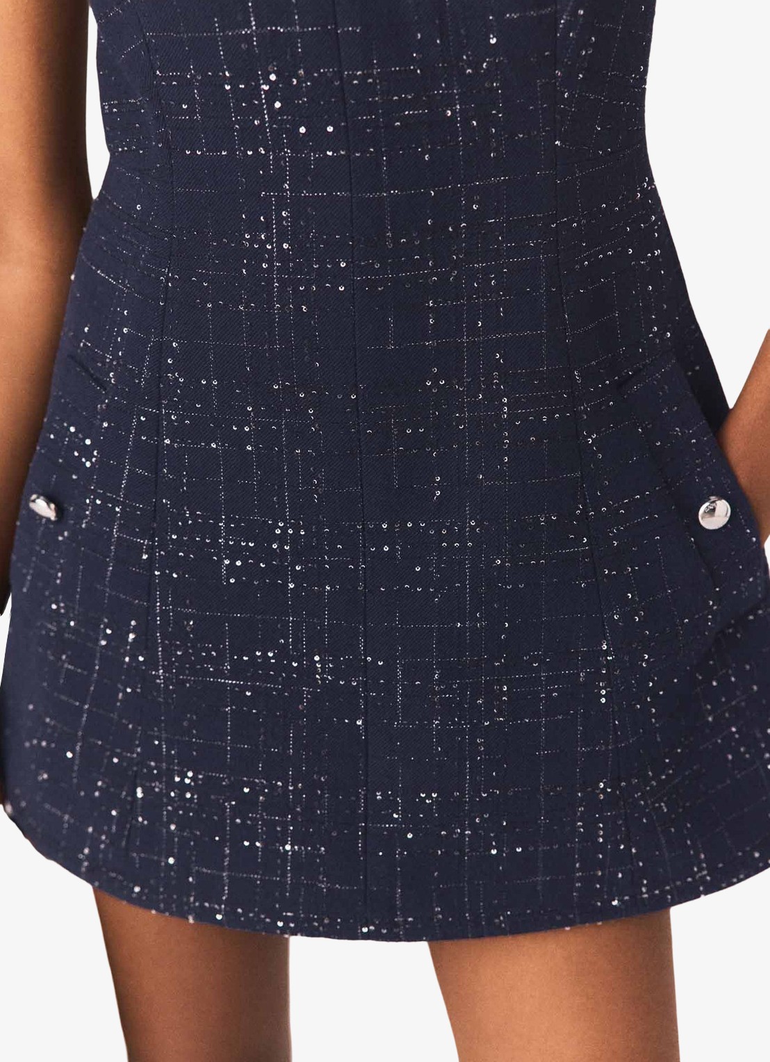 Maje Iomel mini jurk met steekzakken - detail 5 donkerblauw