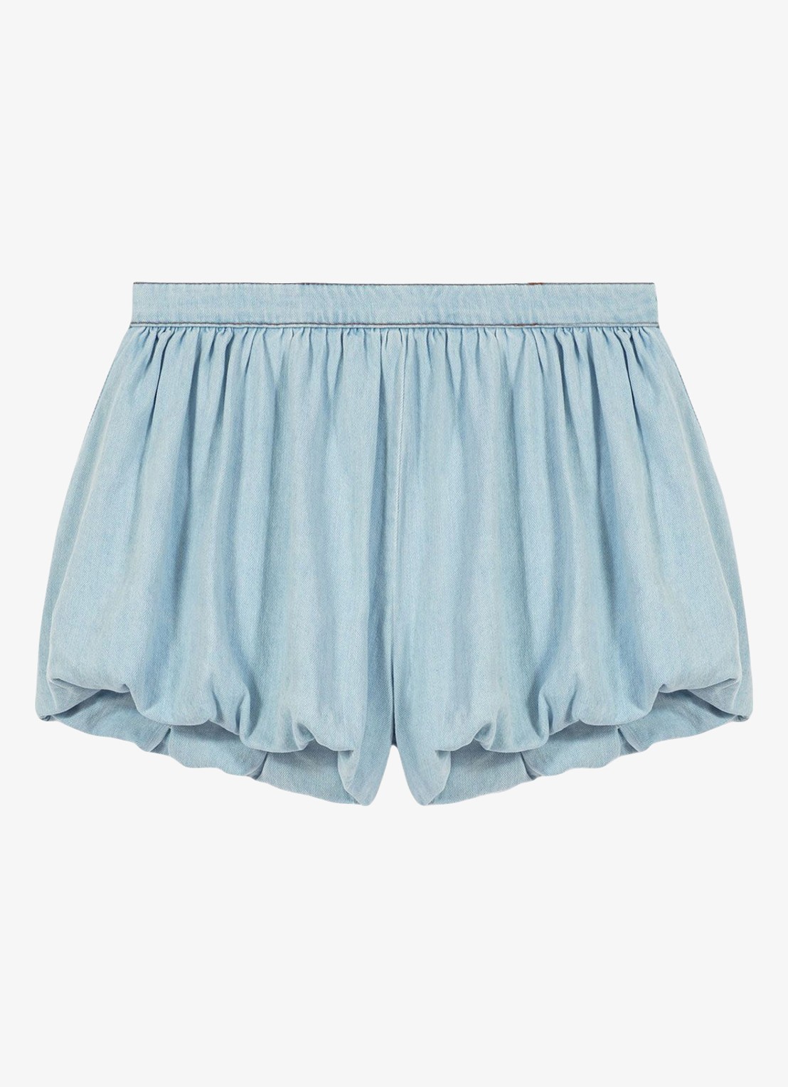 Maje IOU high waist straight fit korte broek met steekzakken - voorkant 5 lichtblauw