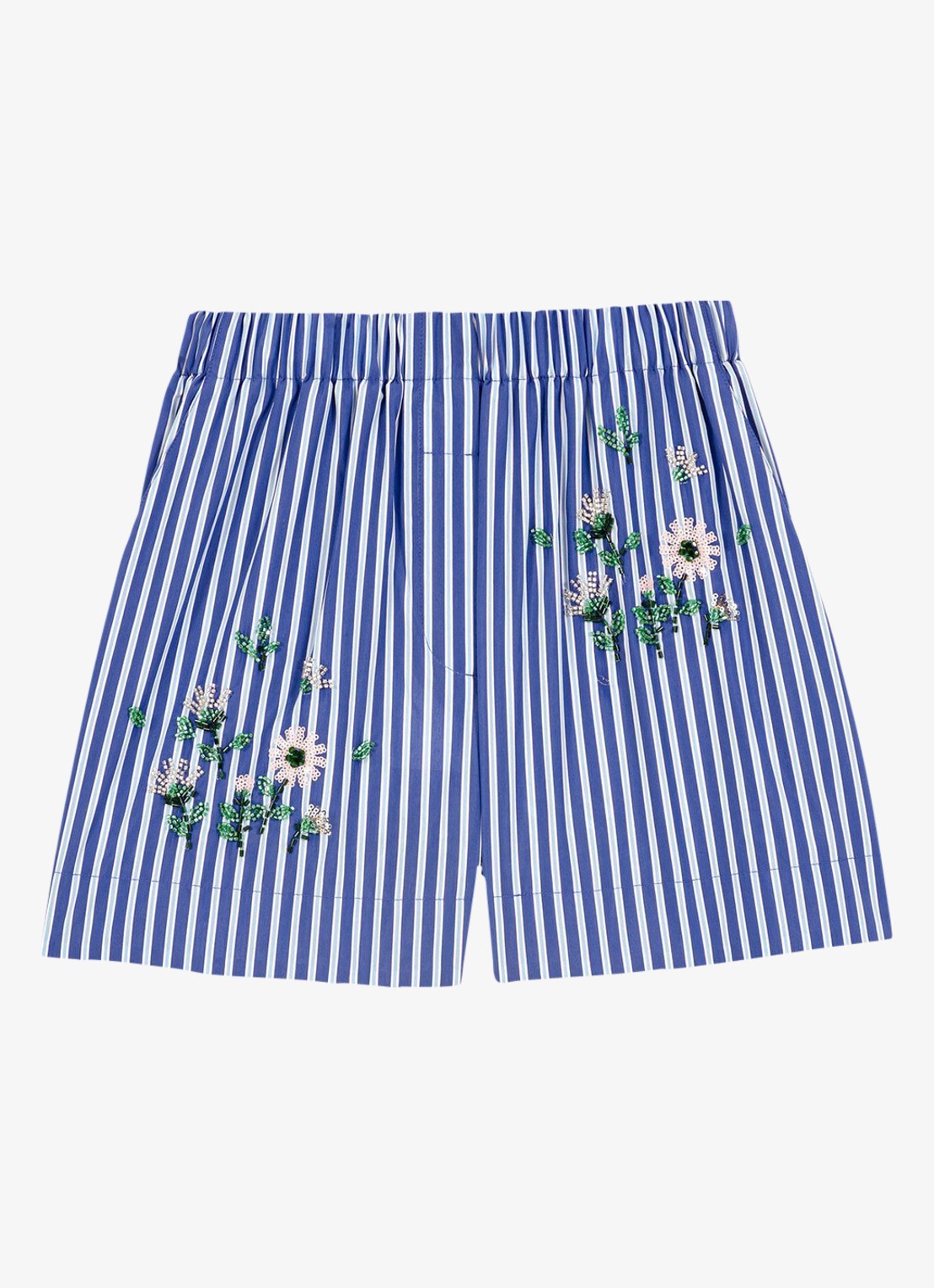 Maje Ipearl high waist wide fit korte broek met streepprint - voorkant 2 blauw
