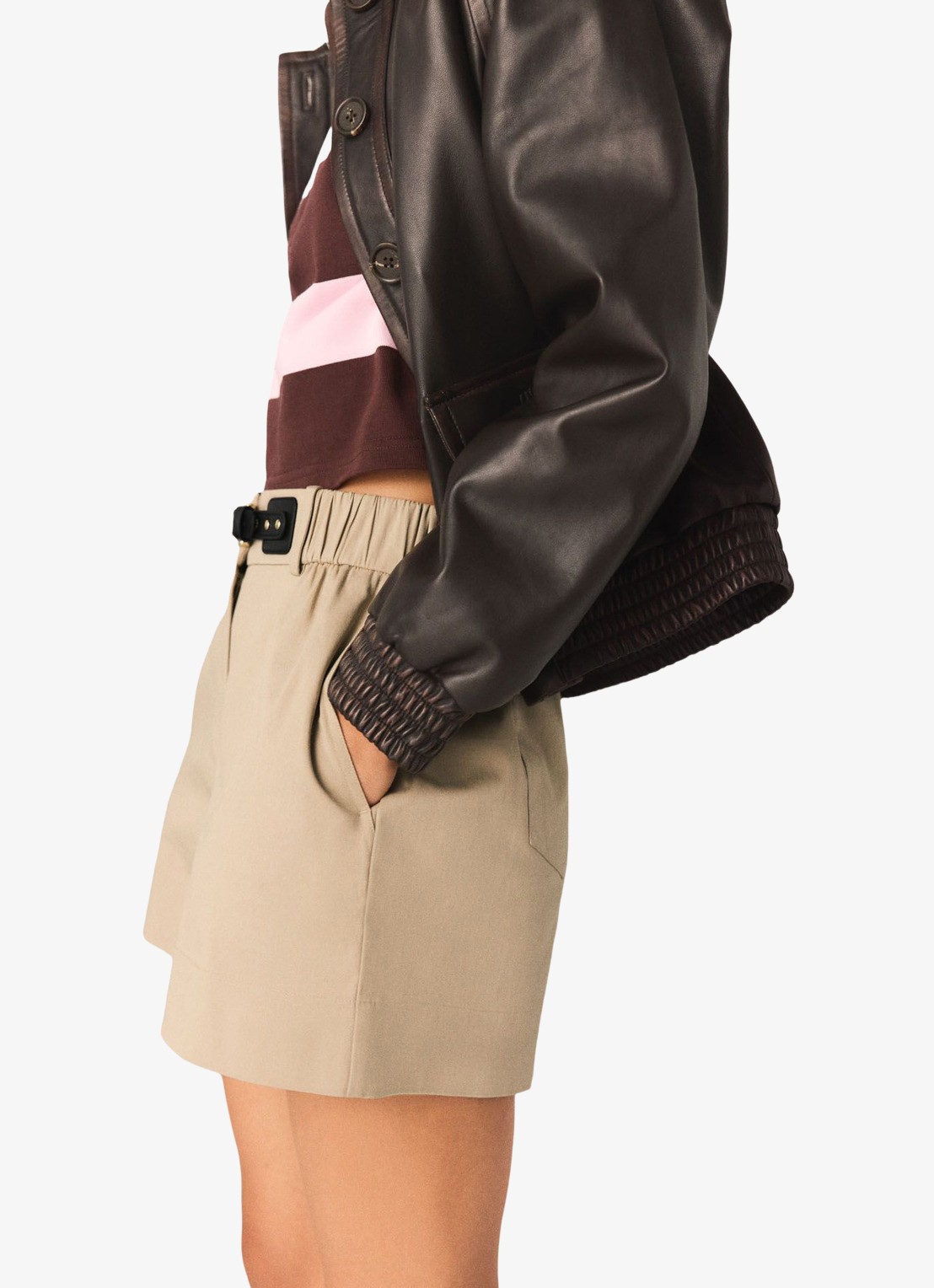 Maje Ipiuma korte broek met steekzakken - detail 3 camel