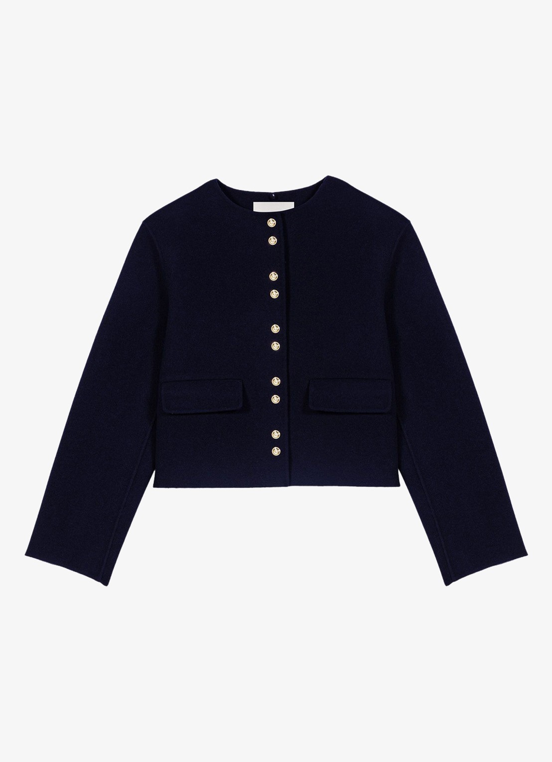 Maje Jack in wolblend met afneembare kraag - detail donkerblauw