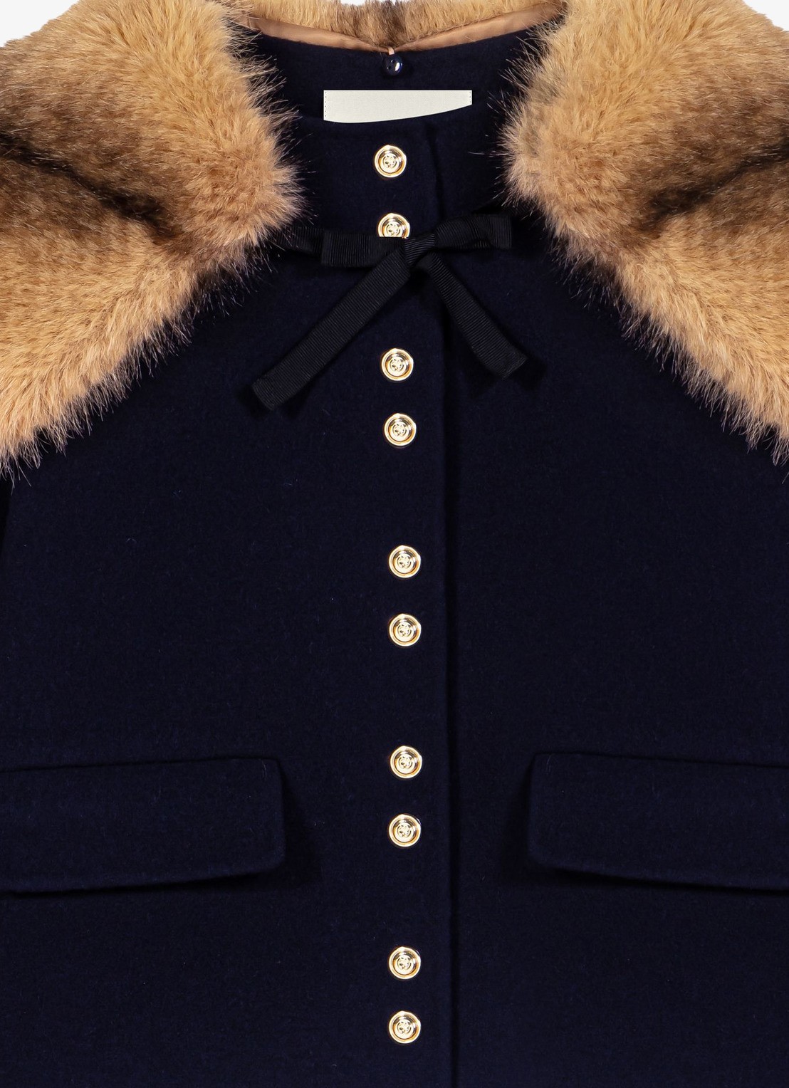 Maje Jack in wolblend met afneembare kraag - detail 2 donkerblauw