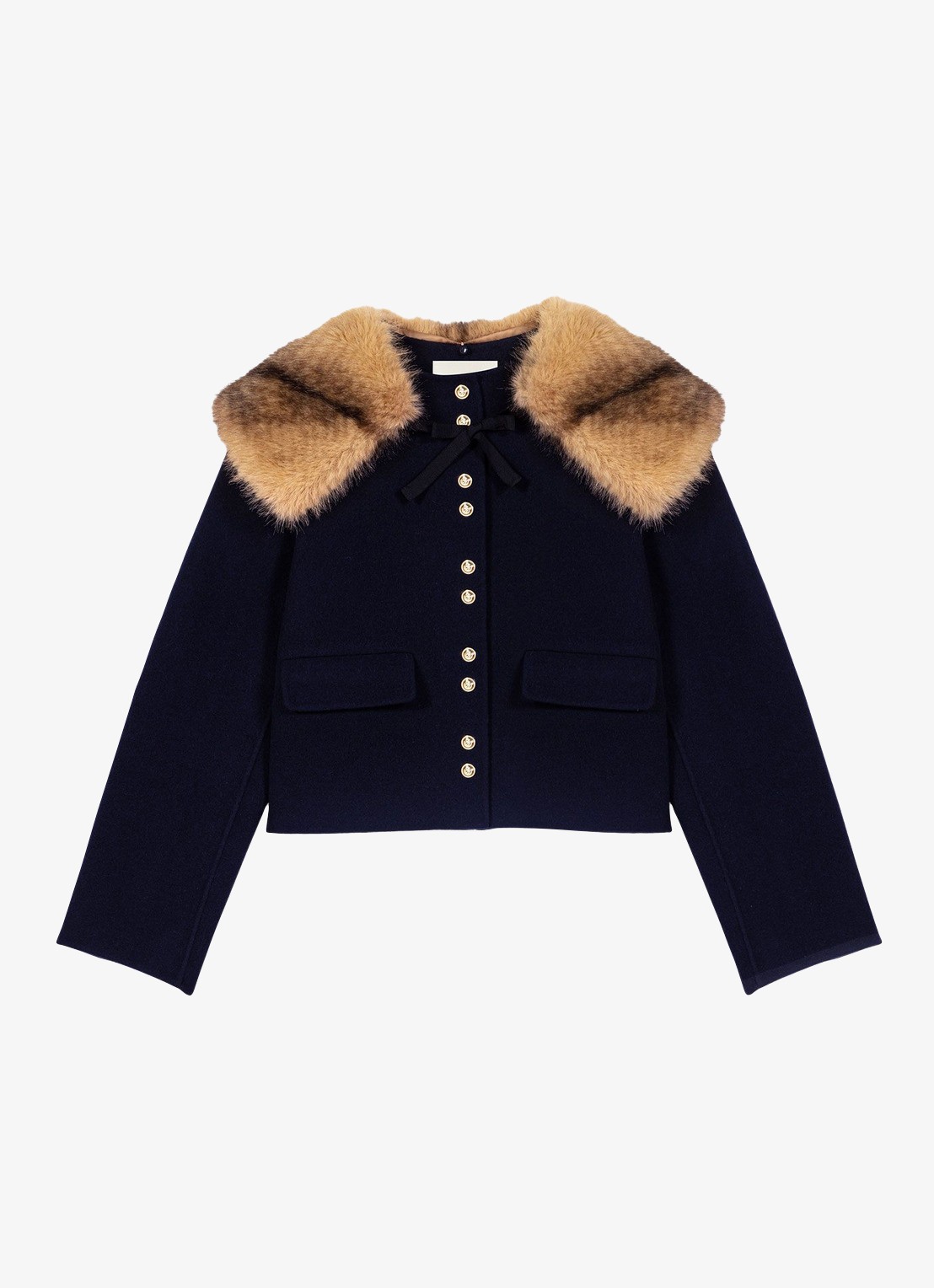Maje Jack in wolblend met afneembare kraag - voorkant 3 donkerblauw
