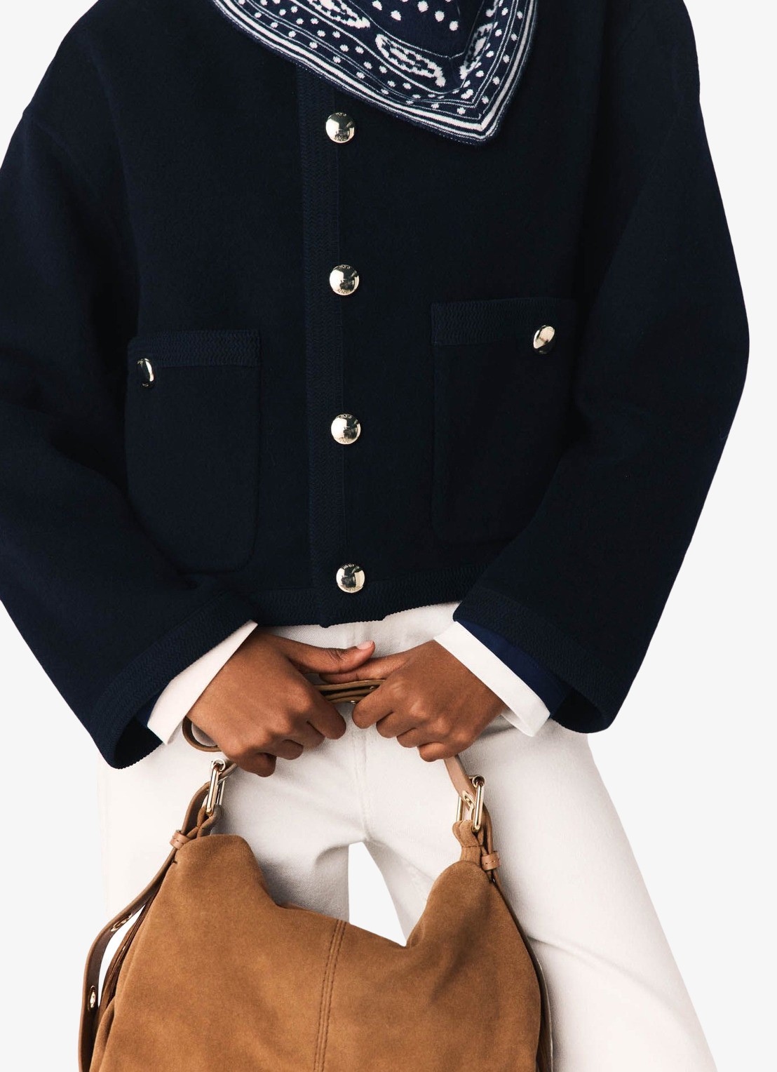Maje Jack in wolblend met opgestikte zakken - detail 4 donkerblauw