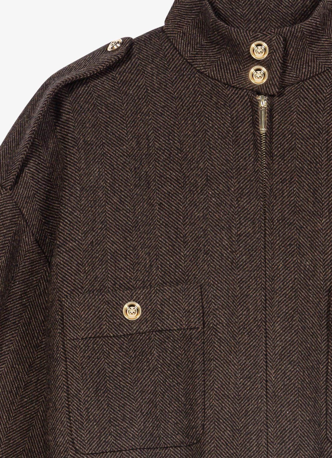 Maje Jack in wolblend - detail donkerbruin