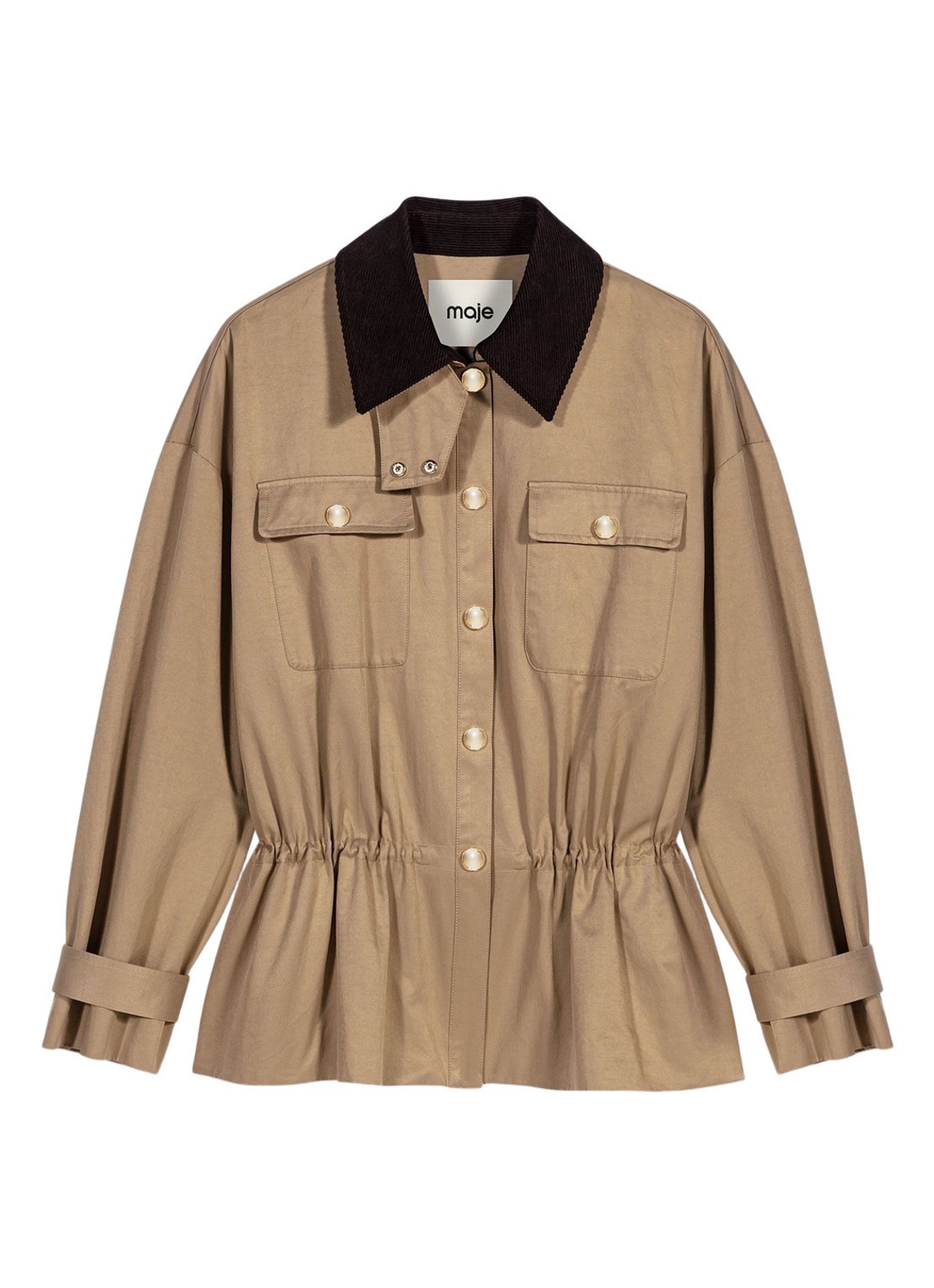 Maje Jack met opgestikte zakken - voorkant beige