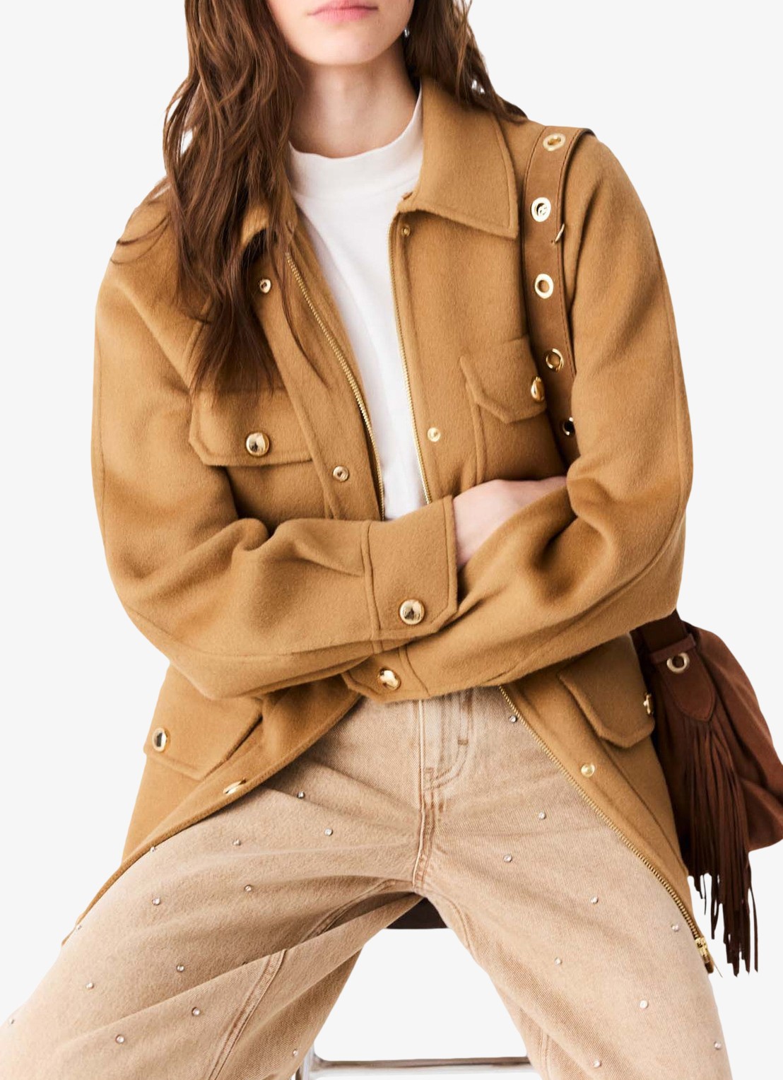 Maje Jack met strikceintuur - detail 7 camel