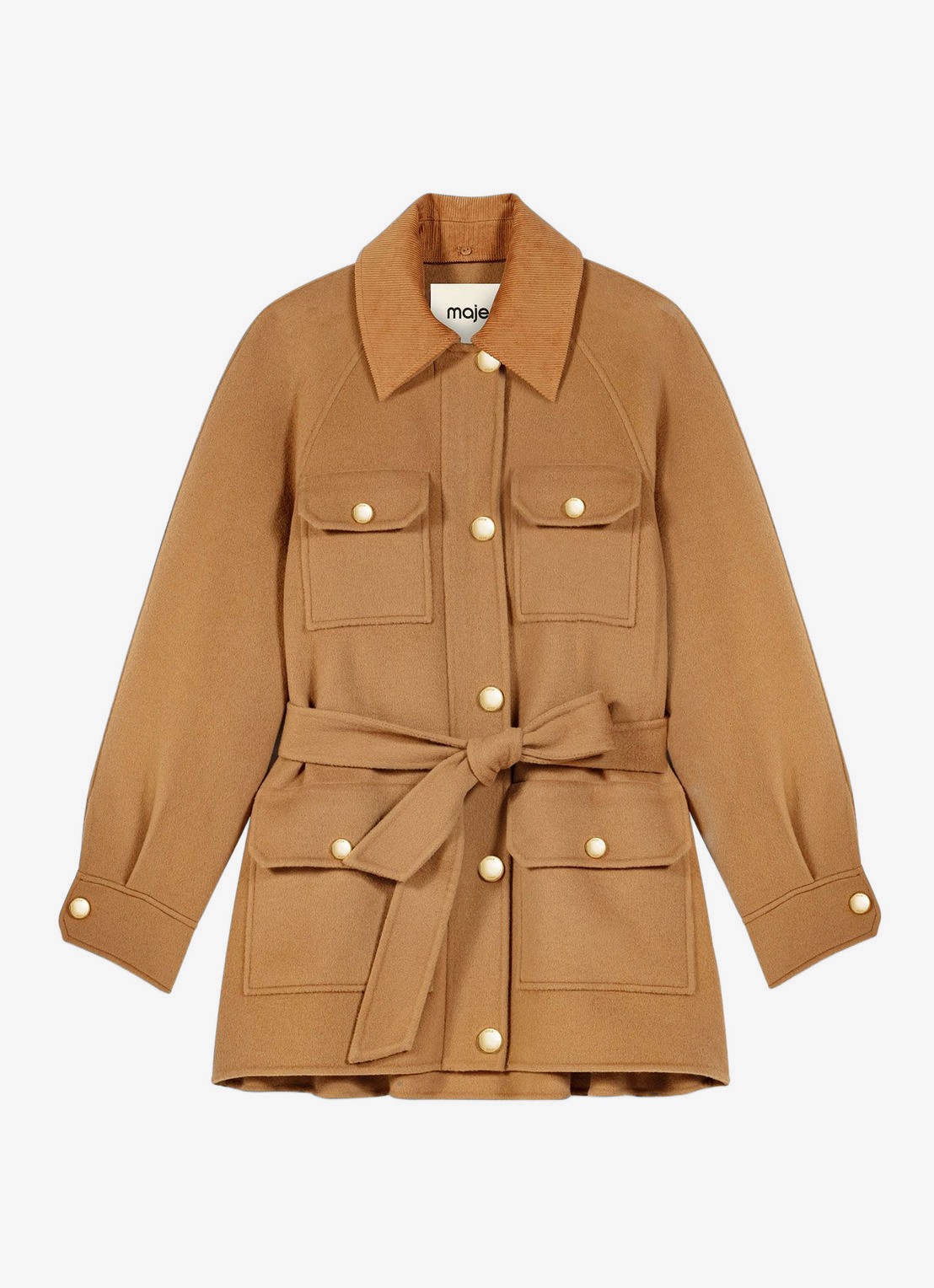Maje Jack met strikceintuur - voorkant camel
